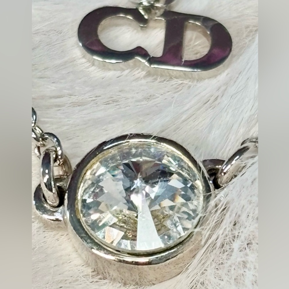 Christian Dior Genuine Vintage White Crystal Solitaire Necklace